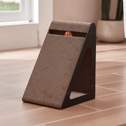 Triangle Corrugated Cardboard Cat Scratcher with Bell Ball – Corner-Friendly Design