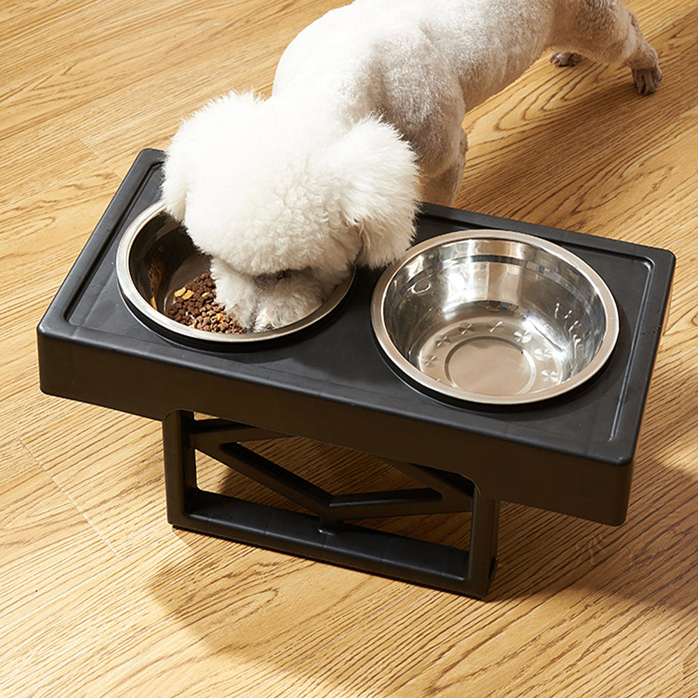 Height Adjustable Pet Bowl Stand with 2 Stainless Steel Bowls – Portable, Hygienic, Non-Slip Design