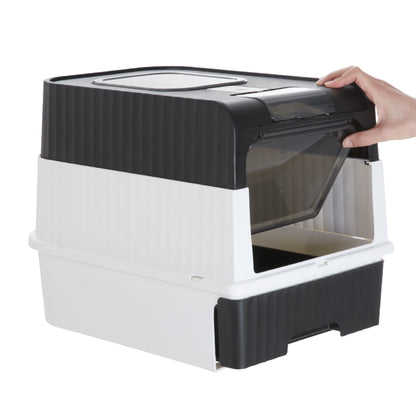 Large Enclosed Cat Litter Box – Foldable Design with UVC Sterilization and Odour Control