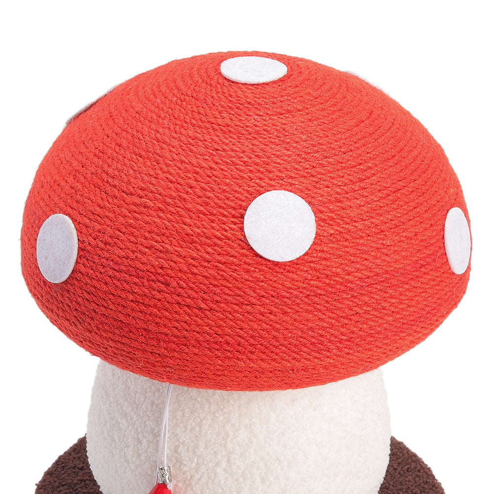 Sisal Mushroom Cat Scratching Post – Freestanding Claw Sharpener with Plush Base and Hanging Toys
