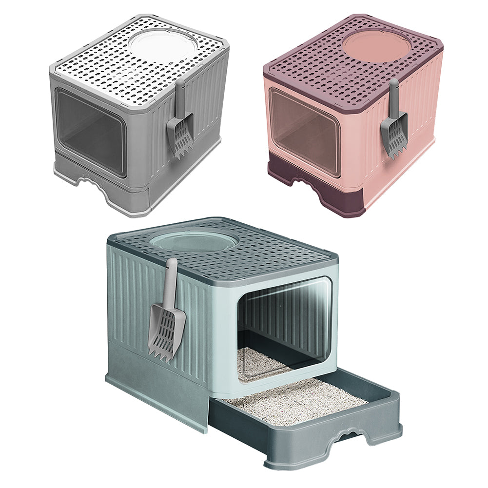 Enclosed Cat Litter Box with Top Exit, Odour Control & Pull-Out Tray – Easy-Clean Design for Cats