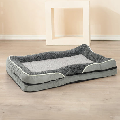 Light Grey Anti-Slip Pet Bed with Plush Interior & Removable Cover