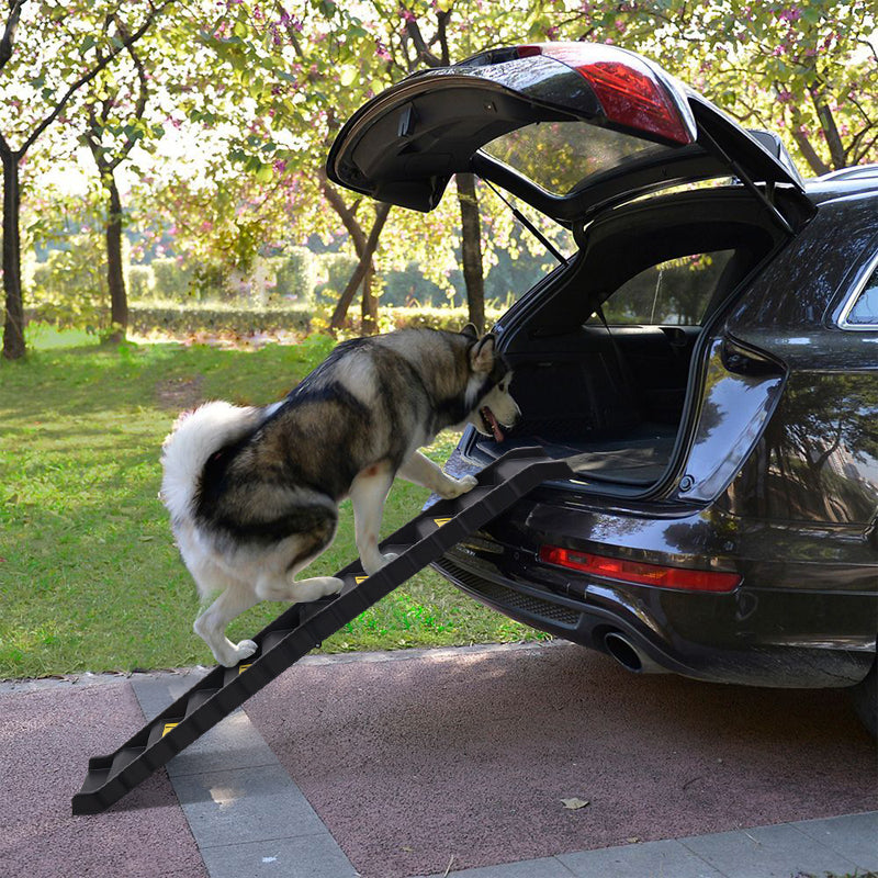 Folding Pet Ramp for Dogs – Lightweight Portable Stairs with Non-Slip Surface and Safety Rails