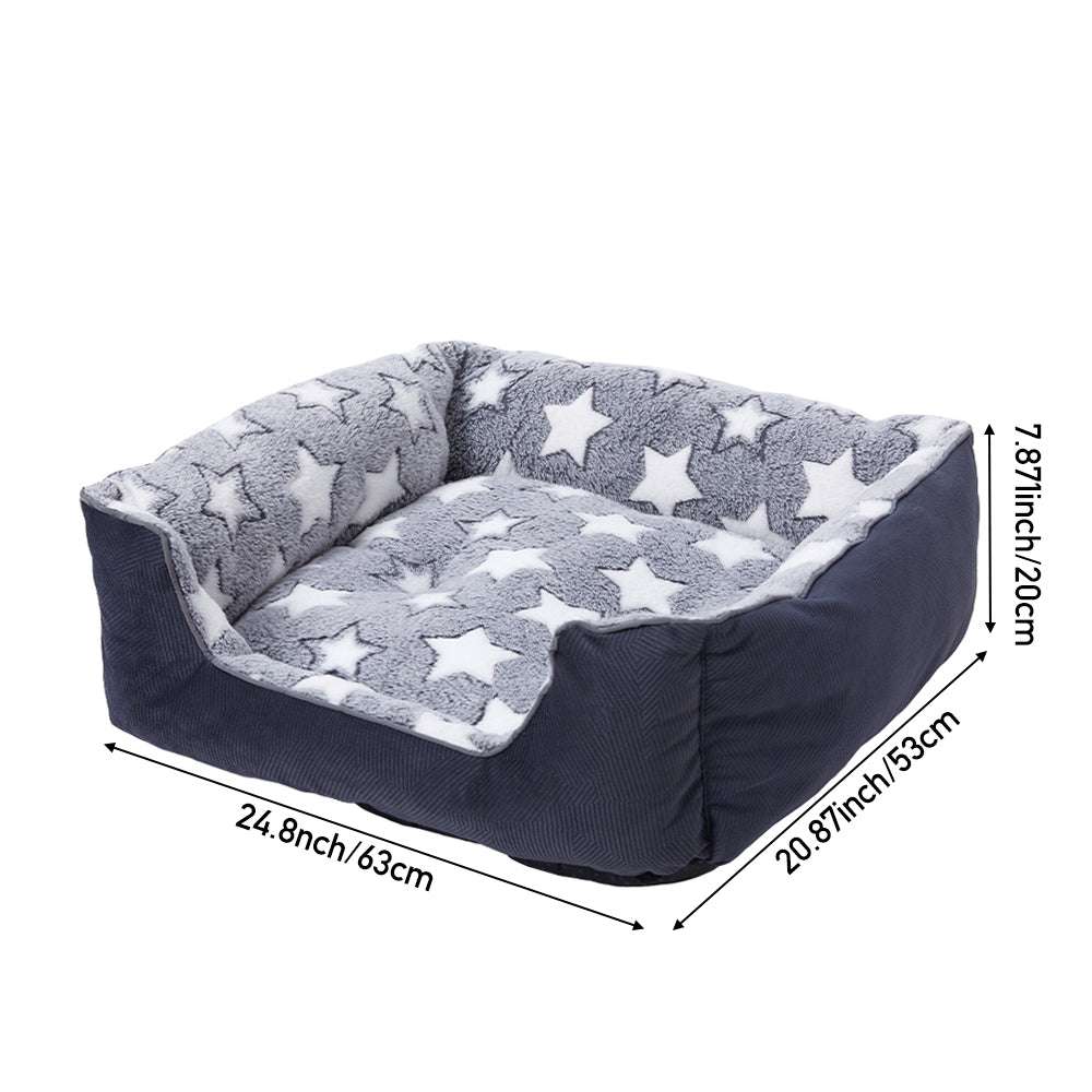 Soft Plush Non-Slip Washable Pet Sleeping Bed with Raised Sides