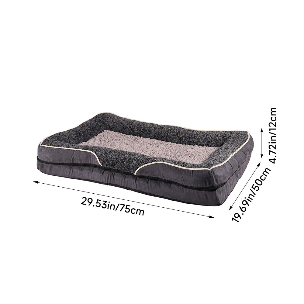 Dark Grey Anti-Slip Pet Bed with Plush Interior & Removable Cover