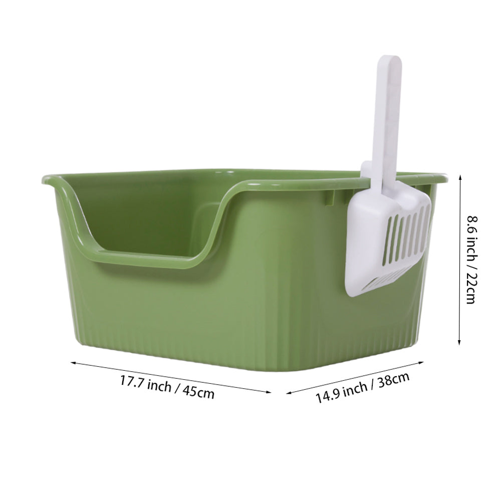 Open Top Cat Litter Box with Scoop – Easy Entry & Spill-Proof Design
