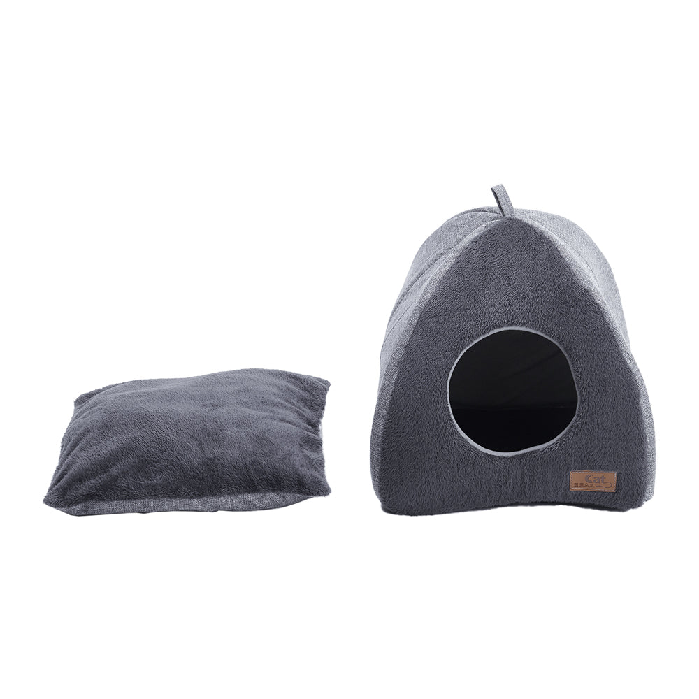 Plush Triangular Pet House – Cozy Enclosed Bed for Cats and Small Dogs