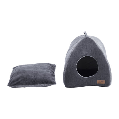 Plush Triangular Pet House – Cozy Enclosed Bed for Cats and Small Dogs