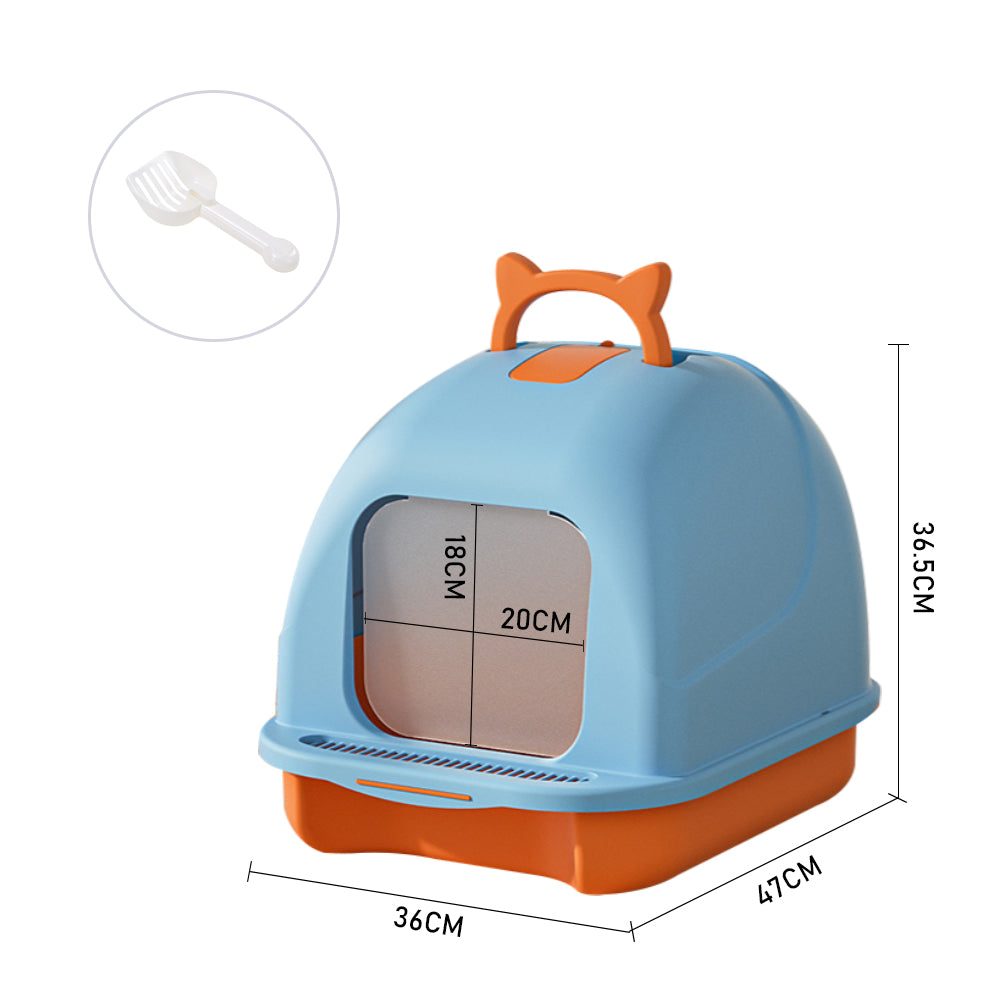 Durable Flip-Top Cat Litter Box with Odour Control & Scoop