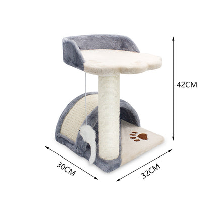 Multi-Level Cat Scratching Post – Sisal Arch with Plush Perch and Dangling Toys