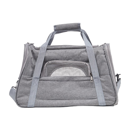 Grey Oxford Pet Travel Carrier – Soft-Sided, Foldable & Breathable Design