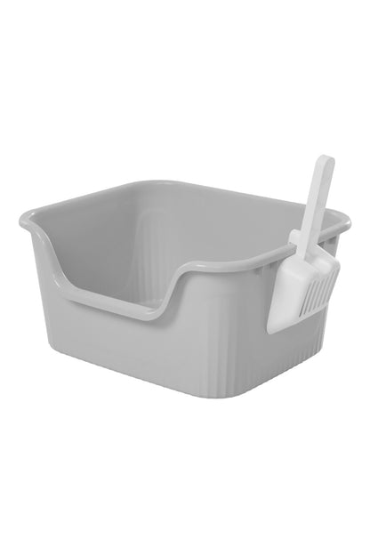 Open Top Cat Litter Box with Scoop – Easy Entry & Spill-Proof Design