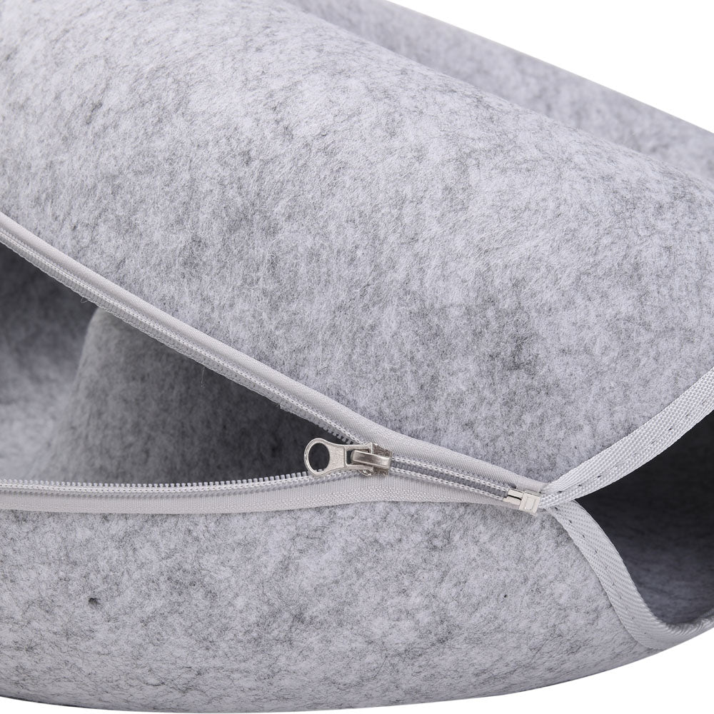 3-in-1 Round Felt Cat Tunnel Bed – Cozy Play Tunnel & Cave for Small Pets