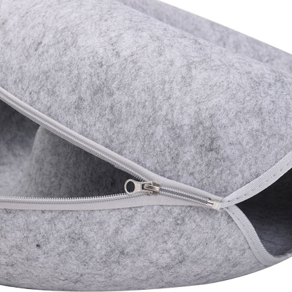 3-in-1 Round Felt Cat Tunnel Bed – Cozy Play Tunnel & Cave for Small Pets