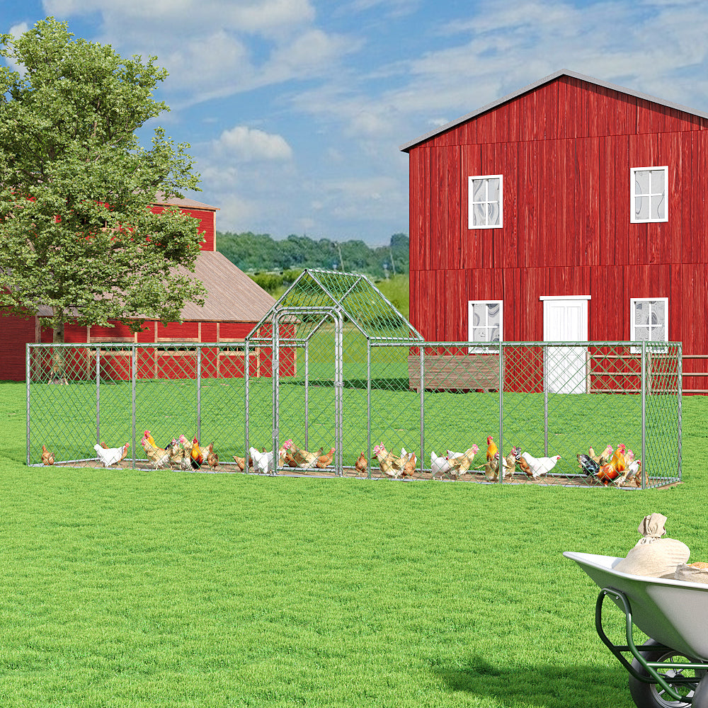 Metal Chicken Coop Run with PE Tarpaulin – Secure, Spacious Outdoor Enclosure for Poultry and Rabbits