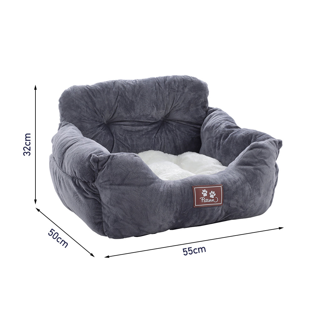 Dog Car Seat Bed for Small to Medium Pets – Travel Booster with Adjustable Strap & Storage Pockets