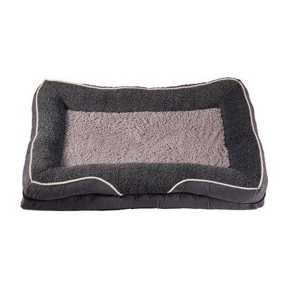 Dark Grey Anti-Slip Pet Bed with Plush Interior & Removable Cover