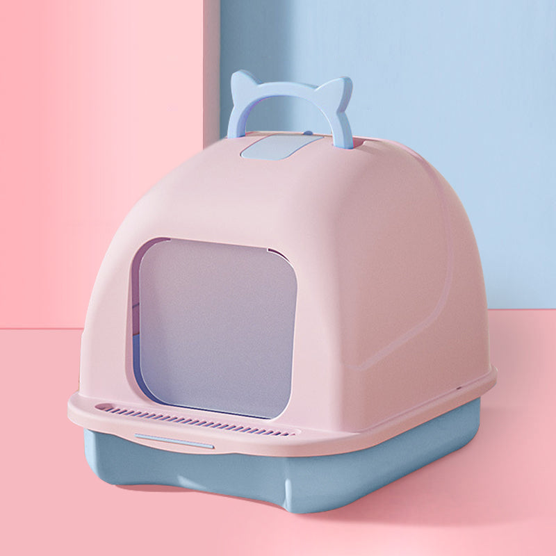 Durable Flip-Top Cat Litter Box with Odour Control & Scoop