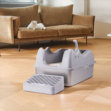 Large Stainless Steel Cat Litter Box with Removable Filter Board and Anti-Slip Base