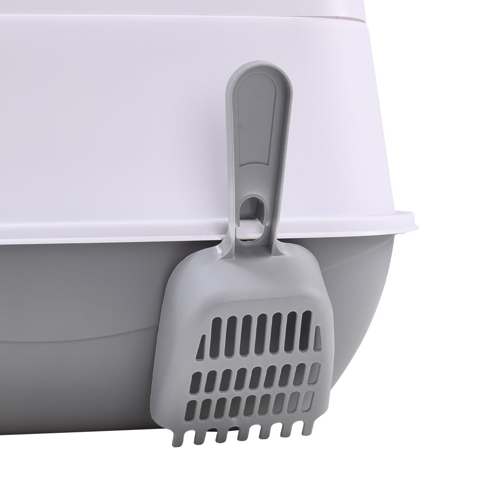 Detachable Cat Litter Box with Deodorising Compartment – Grey & White, Easy-to-Clean Design
