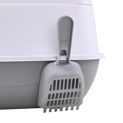 Detachable Cat Litter Box with Deodorising Compartment – Grey & White, Easy-to-Clean Design