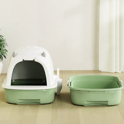 Fully Enclosed Cat Litter Box with Pull-Out Drawer and Deodorizer – Space-Saving, Odour-Reducing Design