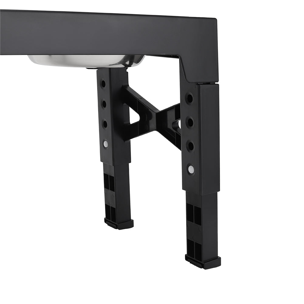 Adjustable Elevated Pet Feeder with Dual Stainless Steel Bowls and Foldable Stand