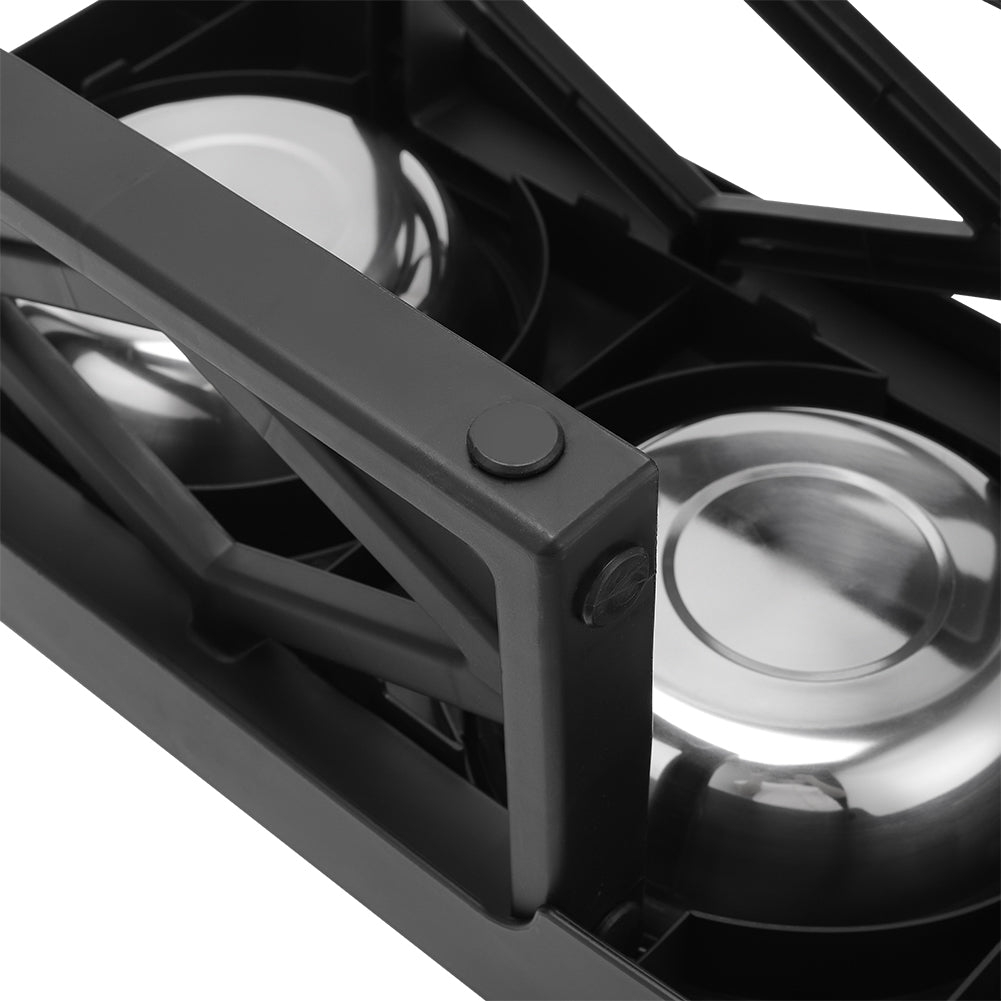 Height Adjustable Pet Bowl Stand with 2 Stainless Steel Bowls – Portable, Hygienic, Non-Slip Design