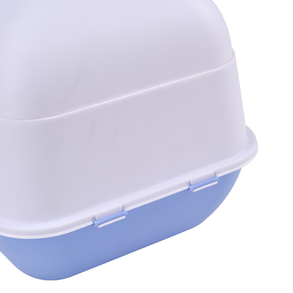 Detachable Cat Litter Box with Deodorising Compartment – Grey & White, Easy-to-Clean Design