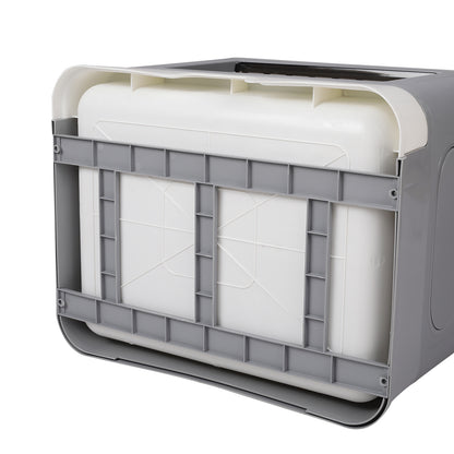 Enclosed Folding Plastic Cat Litter Box with Removable Scoop – Odor Control and Easy Cleaning