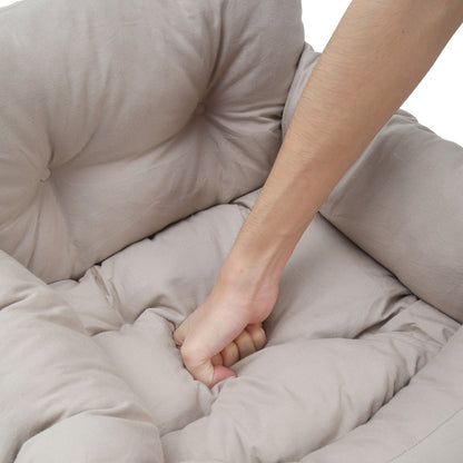 Light Grey Travel Pet Bed with Storage Pockets – Cozy Car Seat Protector with Safety Straps