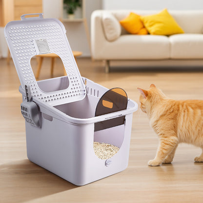 Enclosed Cat Litter Box with Top-Mounted Deodorizer – Spacious, Leak-Proof, and Easy-Clean Design