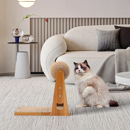 L-Shaped Cat Scratcher with Interactive Sisal Ball for Indoor Play and Climbing