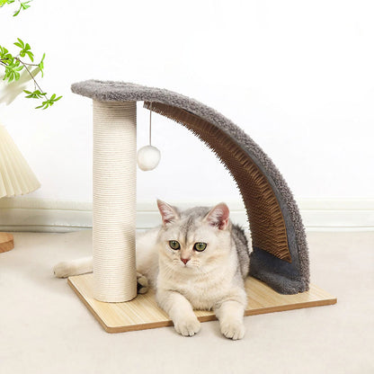 Slope-Design Sisal Cat Scratching Post with Hanging Ball and Back Scratcher