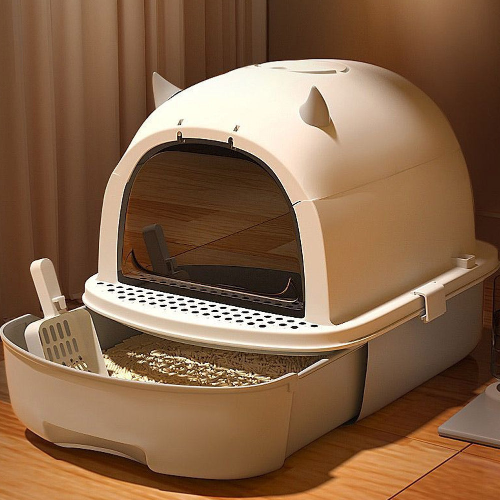 Little Devil Design Enclosed Cat Litter Box – Privacy, Easy Access, and Mess-Free