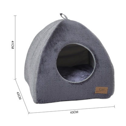 Plush Triangular Pet House – Cozy Enclosed Bed for Cats and Small Dogs
