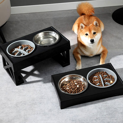 Height Adjustable Elevated Dual-Bowl Pet Feeder – Ergonomic Feeding Stand for Cats and Dogs