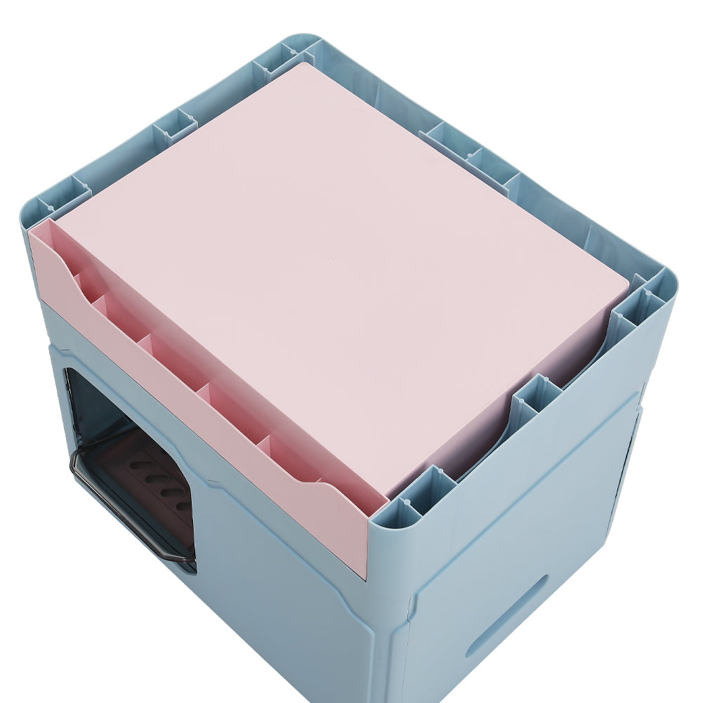 Foldable Enclosed Cat Litter Box with Pull-Out Drawer and Scoop – Odour-Controlled, Easy-Clean Design