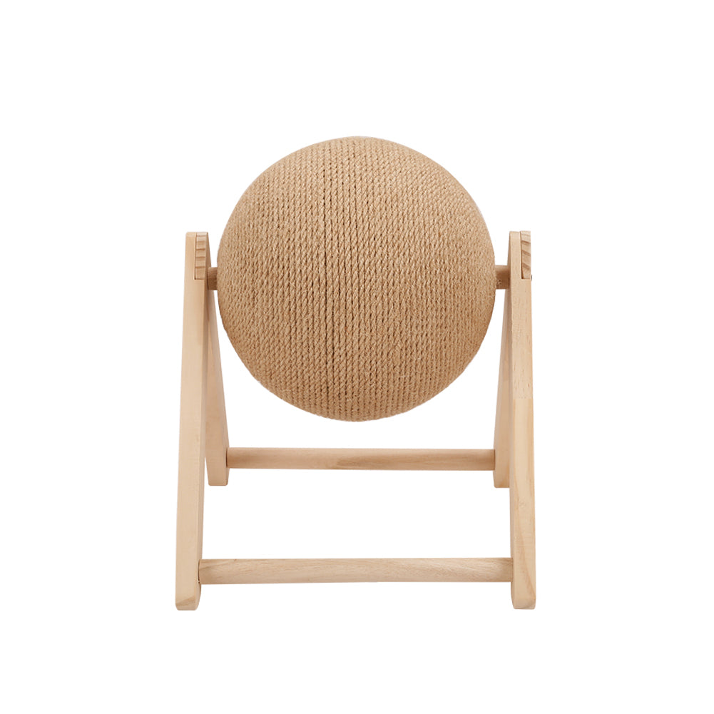 Cat Scratching Ball – Natural Sisal Interactive Toy with Solid Wood Base