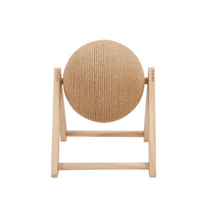 Cat Scratching Ball – Natural Sisal Interactive Toy with Solid Wood Base
