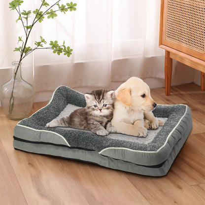 Light Grey Anti-Slip Pet Bed with Plush Interior & Removable Cover