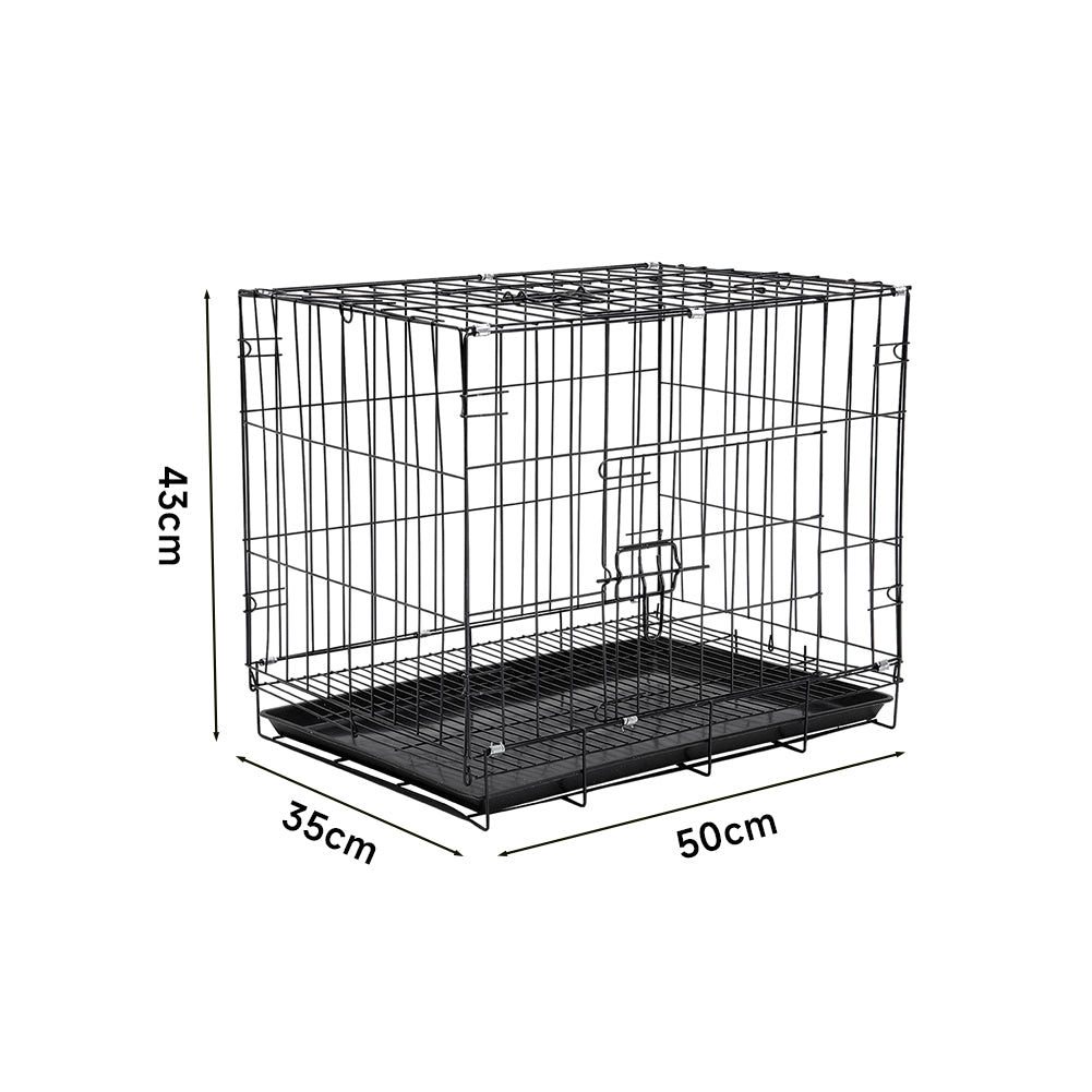 Foldable Wire Pet Crate with Dual Doors and Removable Tray – Secure & Easy-Clean Kennel for Small Pets