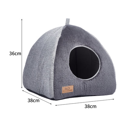 Plush Triangular Pet House – Cozy Enclosed Bed for Cats and Small Dogs