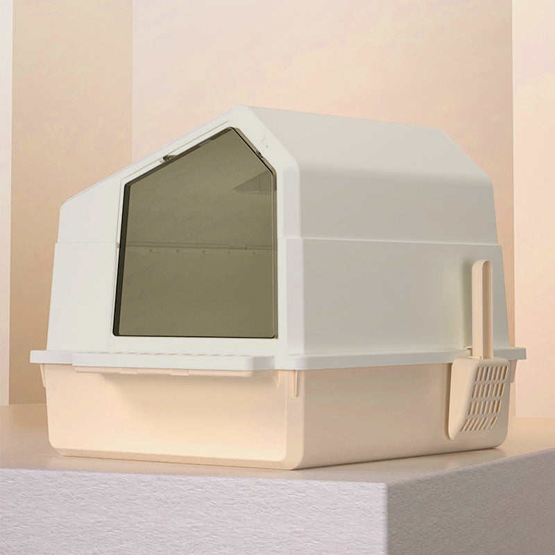 Foldable Large Cat Litter Box with Two-Way Door & Deodorizing Compartment – Multi-Cat Friendly, Easy-Clean Design
