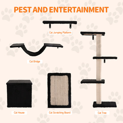 Cat Tree Set with Hammock, Jumping Platforms, and Sisal Scratching Post