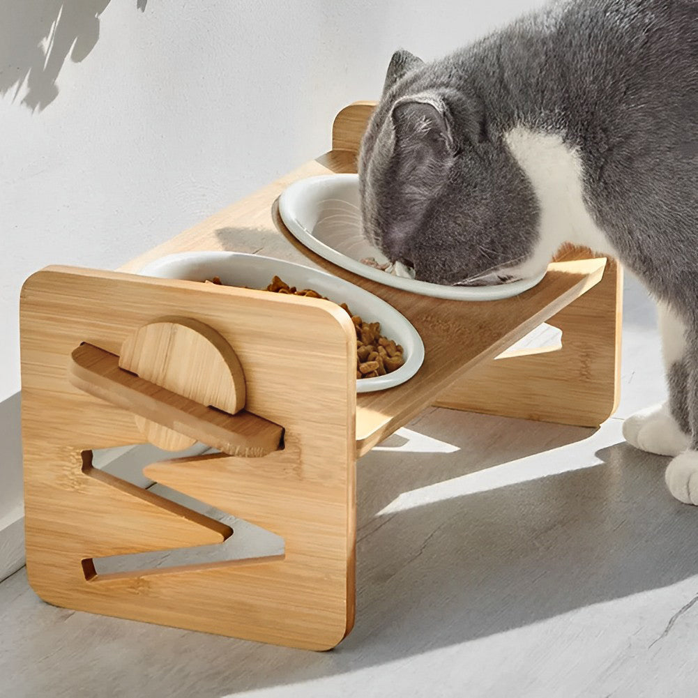 Height Adjustable Pet Feeder with Ceramic Bowl – Ergonomic & Comfortable Dining for Pets