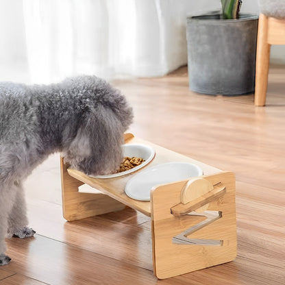 Height Adjustable Pet Feeder with Ceramic Bowl – Ergonomic & Comfortable Dining for Pets
