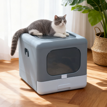 Fully Enclosed Cat Litter Box – Double Door, Easy Clean Design in Grey