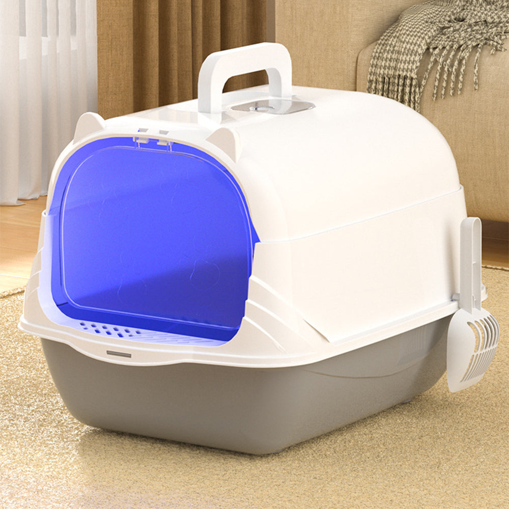 Large Enclosed Cat Litter Box with UV Disinfection Light – Odor Control and Easy-Clean Design