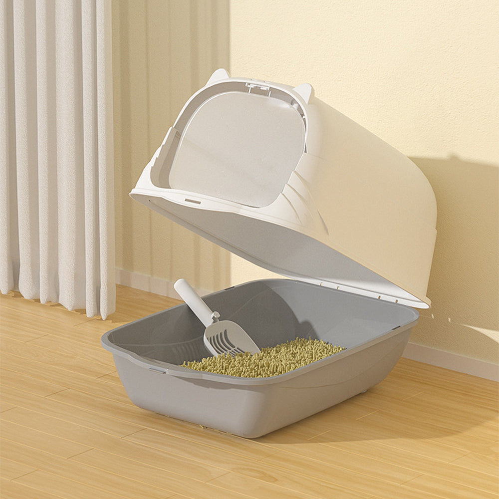 Large Enclosed Cat Litter Box with UV Disinfection Light – Odor Control and Easy-Clean Design